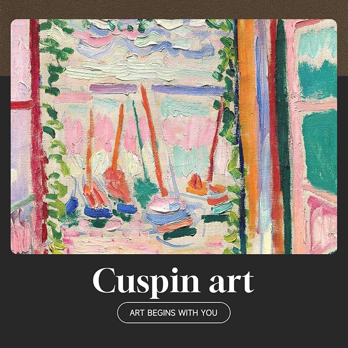 Large Framed Matisse Wall Art for Living Room, Set of 3 Colorful Abstract Landscape Wall Painting Prints, Vintage Retro Aesthetic Wall Decor for Dining Room Bedroom Office Hallway 24x36 Inch