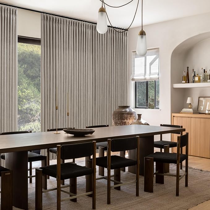 Taupe Patio Sliding Door Curtains 100 Width 102 Inches Long Pinch Pleated Curtain with Hooks Rings Light Filtering Semi Sheer Extra Wide 100x102 Drape Living Dining Room Burlywood Birch 1 Panel