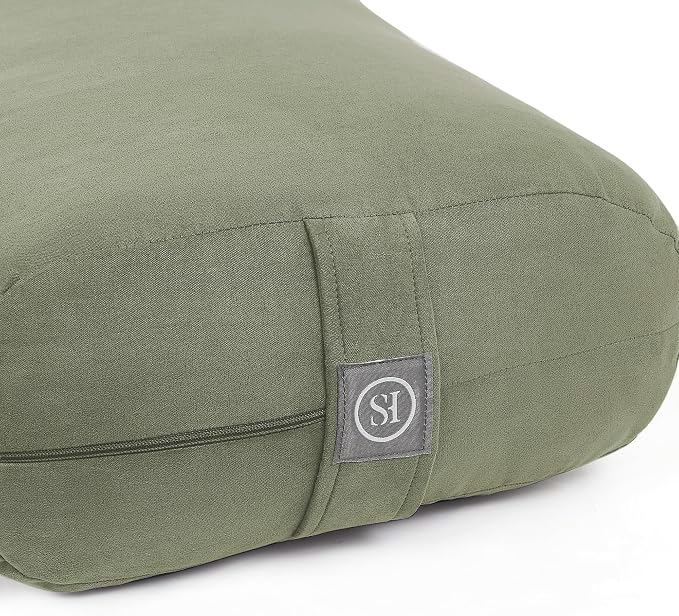 Meditation Cushion Bolster Pillow for Restorative Yoga β Supportive Cushion for Meditation, Pilates, and Relaxation β Filled with Buckwheat Hulls - Removable Cover