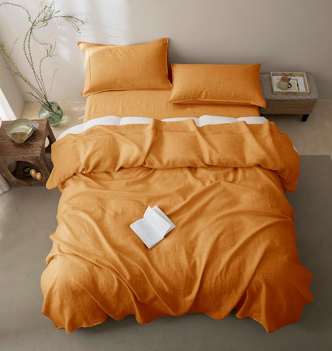 Talasily 100% French Linen Pillow Case King Size Set of 2,Oeko-TEX Certified Stone Washed Flax Pillow Shams with Envelope Closure - Breathable & Cooling for Hot Sleepers(Caramel,20''x36'')
