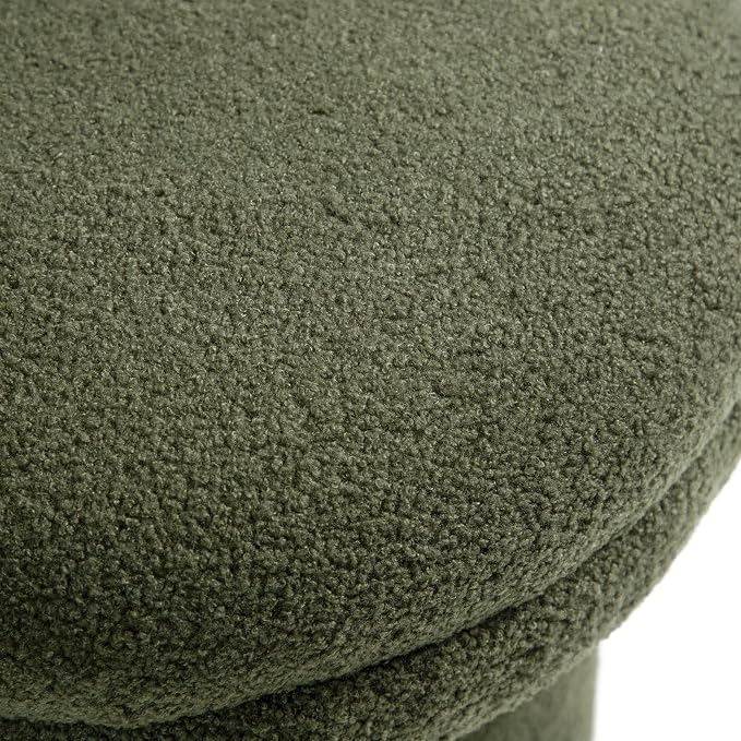 Furniture of America Rami Modern 18-inch Mushroom-Shape Upholstered Ottoman with Tri-Pillar Pedestal, Vanity Stool Chair, Small Foot Stool for Bedroom, Living Room, Entryway, Green