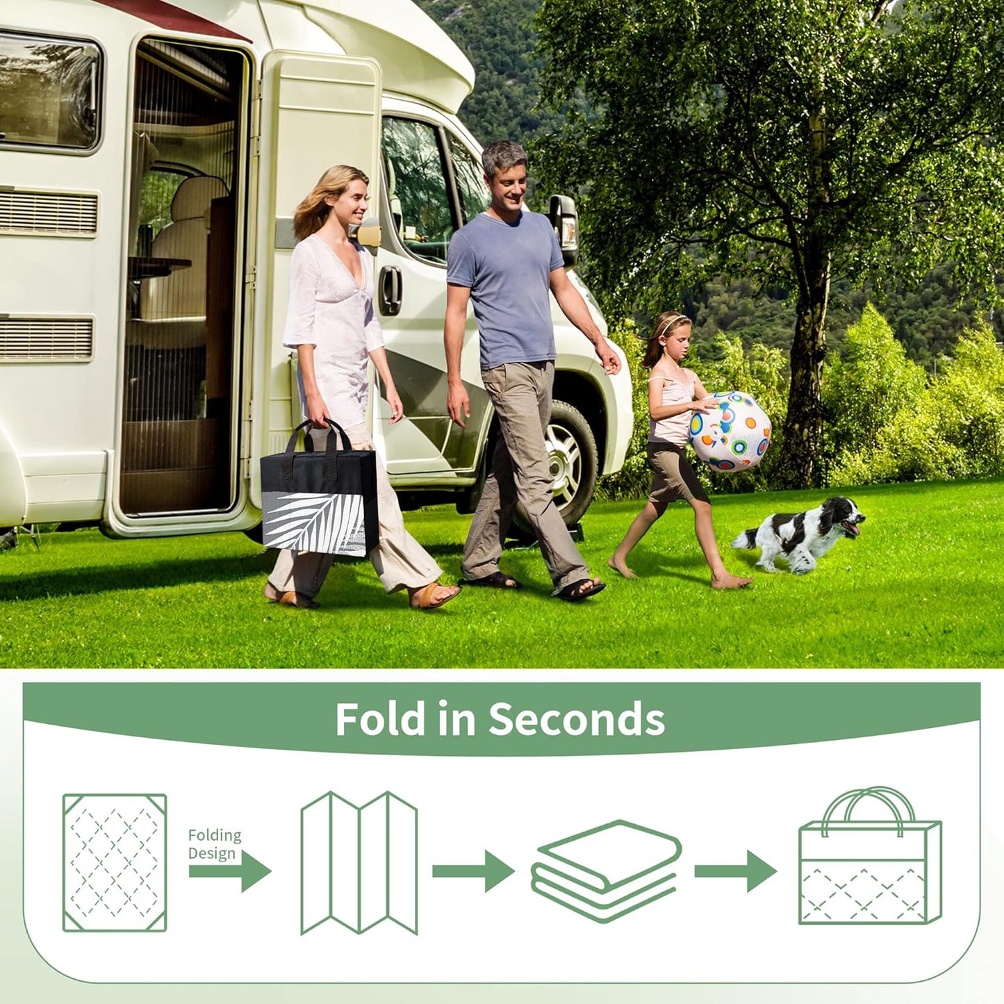 GENIMO Outdoor Rug 10' x 20' Waterproof for Patios Clearance, Reversible Outdoor Plastic Straw Camping Rug Carpet, Large Area Rugs Mats for RV, Camper, Deck, Balcony, Porch, Beach, Picnic, Grey&White