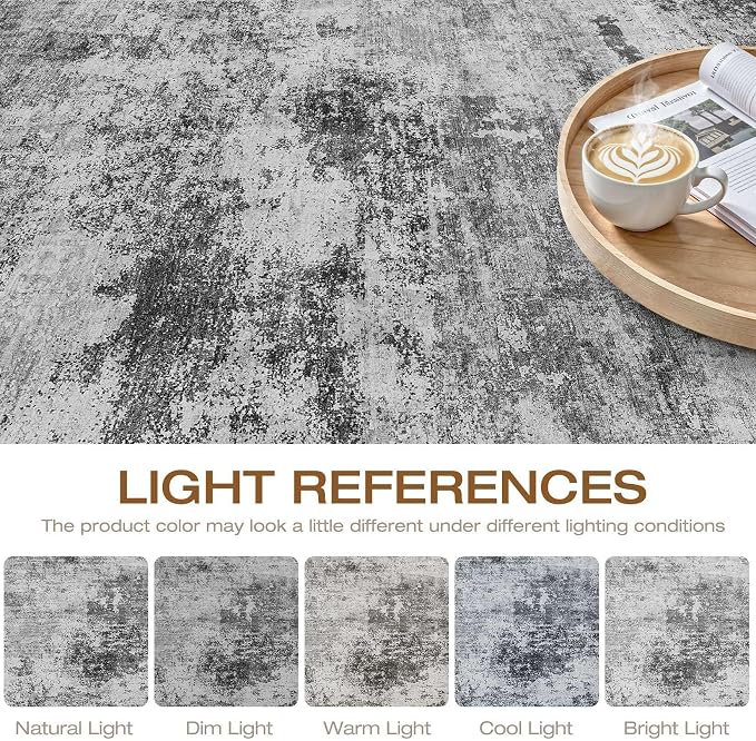 LOONGRUG 12x15 Abstract Black Gray Rug