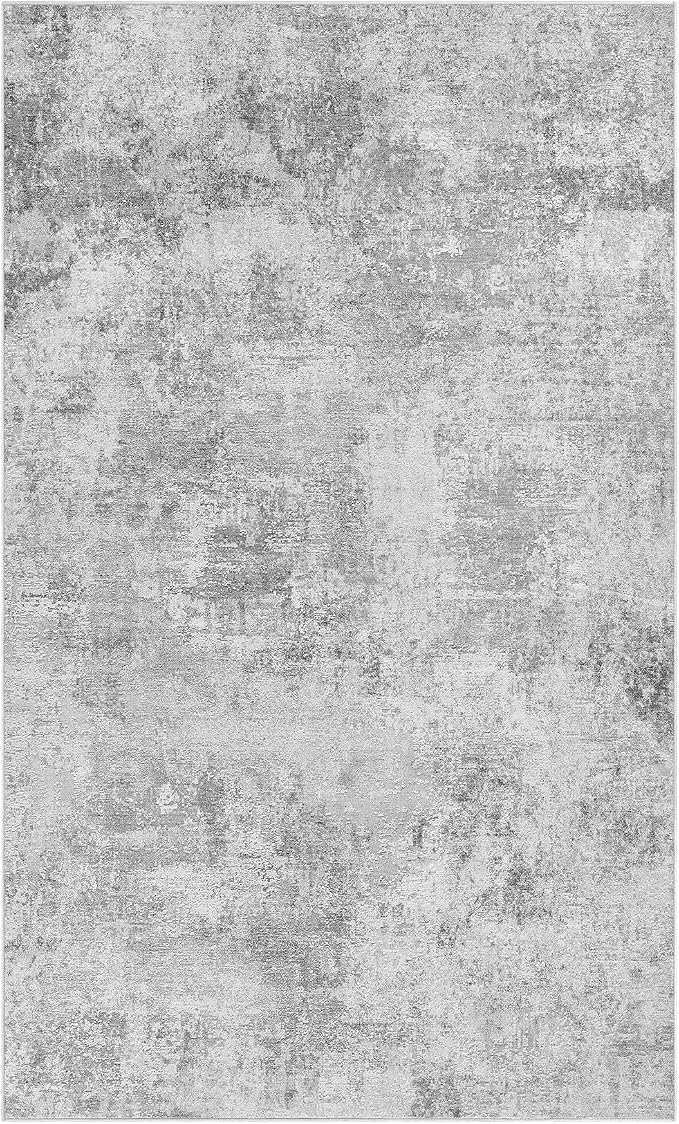 Tortania Area Rug Living Room Rugs - 3x5 Washable Soft Neutral Boho Moroccan Farmhouse Mat Indoor Floor Carpet for Bedroom Under Dining Table Home Office Decor - Ivory Grey