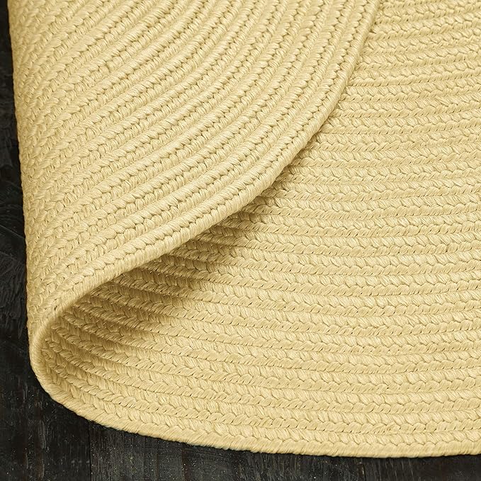 Superior Indoor/Outdoor Area Rug, Reversible Braided Floor Decor for Living Room, Kitchen, Patio, Front Porch, Modern Boho Farmhouse Rugs, Hardwood, Bedroom Accessories, 4' Round, Cream