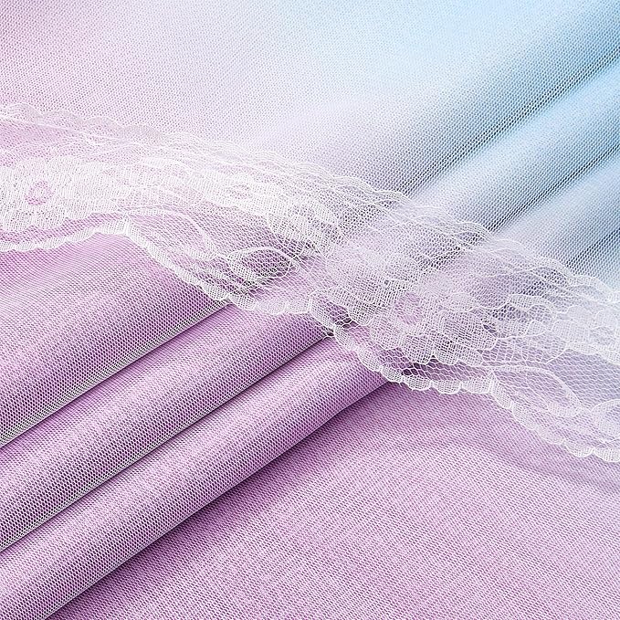 XiDi Double Layer Curtains with Sheer Overlay for Girls Bedroom Living Room 2 Panels 96 Inches Long Colorful Rainbow Blackout Curtains for Kids Unicorn Princess Grommet Drapes Pink Purple W52 x L96