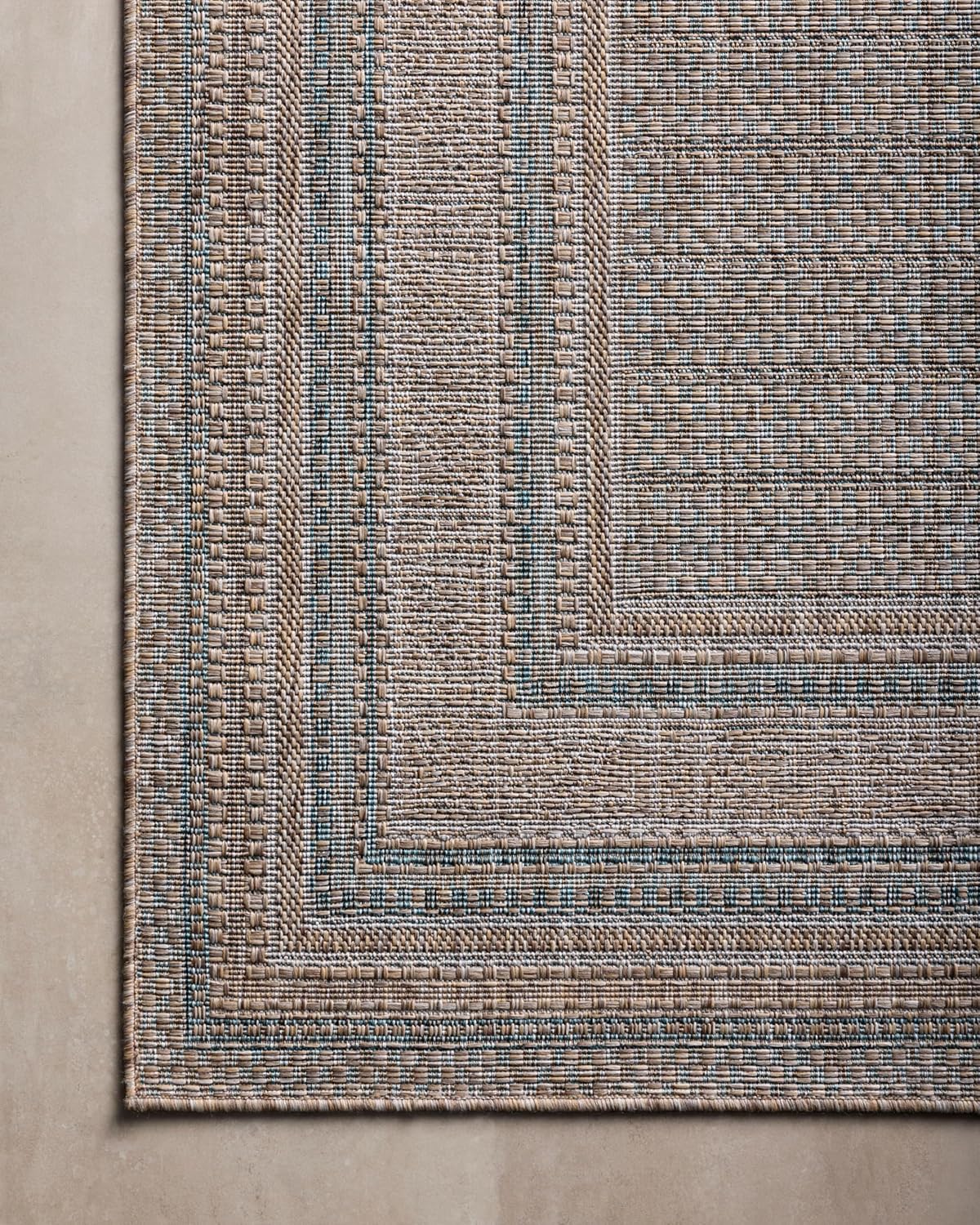 Loloi Amber Lewis Topanga Collection TOP-05 Natural/Teal 2'-3" x 3'-9" Indoor/Outdoor Area Rug