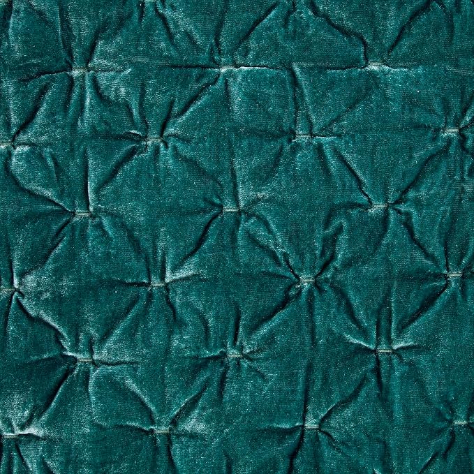 HiEnd Accents Stella Faux Silk Velvet Pillow Sham, Standard, 21x27 inch, Teal, Romantic Western Modern Traditional Style Luxury Bedding