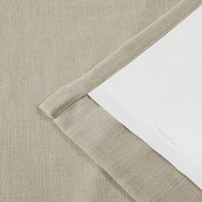 Vision Home Sand Pinch Pleated Light Filtering Curtains with Microfiber Liner 95 inch Linen Blended Textured Privacy Drapes for Living Room Bedroom Back Tabs with Hooks 2 Panels 40"Wx95"L,Camel Beige