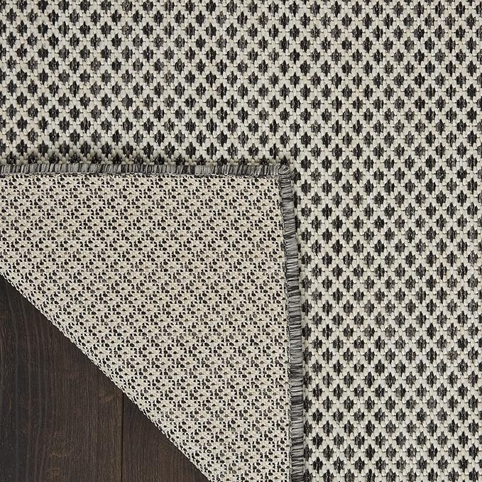 Nourison Home Courtyard Ivory Charcoal 10' x 14' Area Rug - Easy Clean, Non Shedding, Bed Room, Living Room, Dining Room, Kitchen (10' x 14')