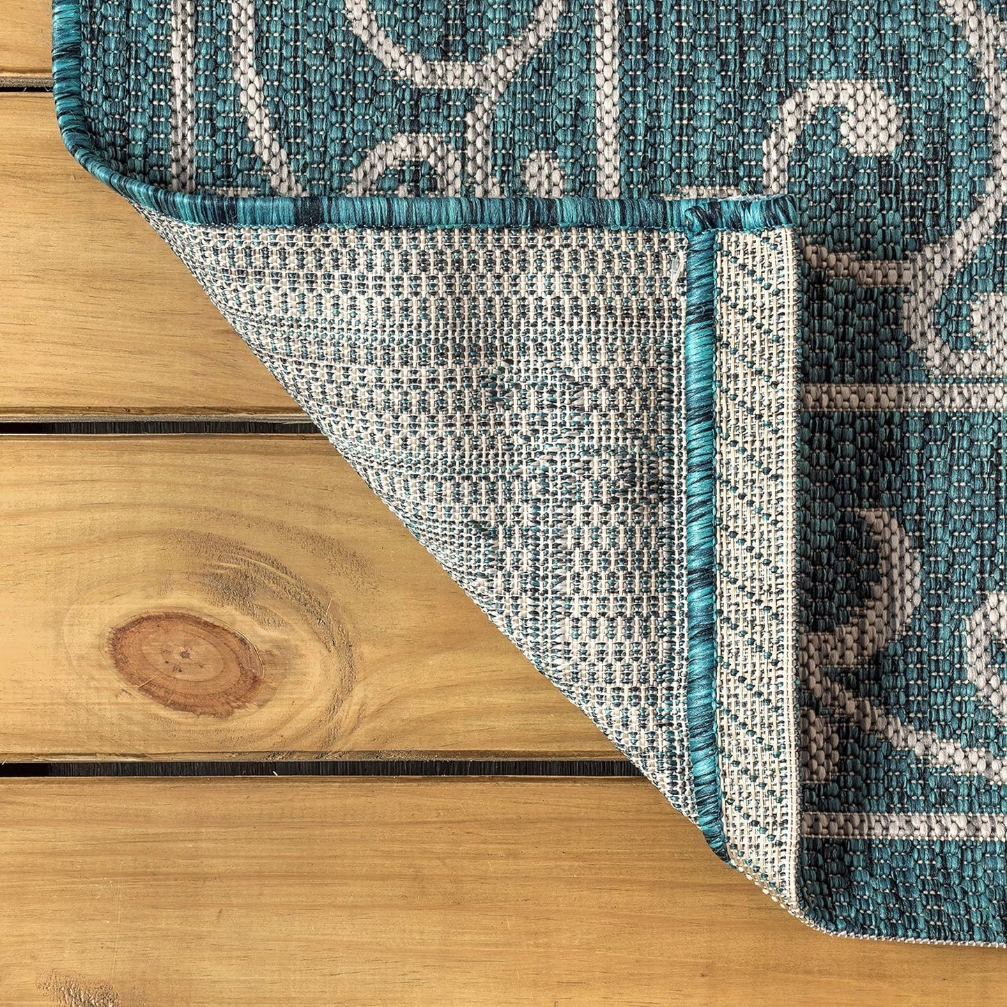 JONATHAN Y Vintage Filigree Indoor Outdoor Runner Rug 2X8 Teal/Gray, Charleston Textured Weave for Backyard, Patio, Porch, Easy-Cleaning, High Traffic, Pet-Friendly, Non-Shedding (SMB106F-28)