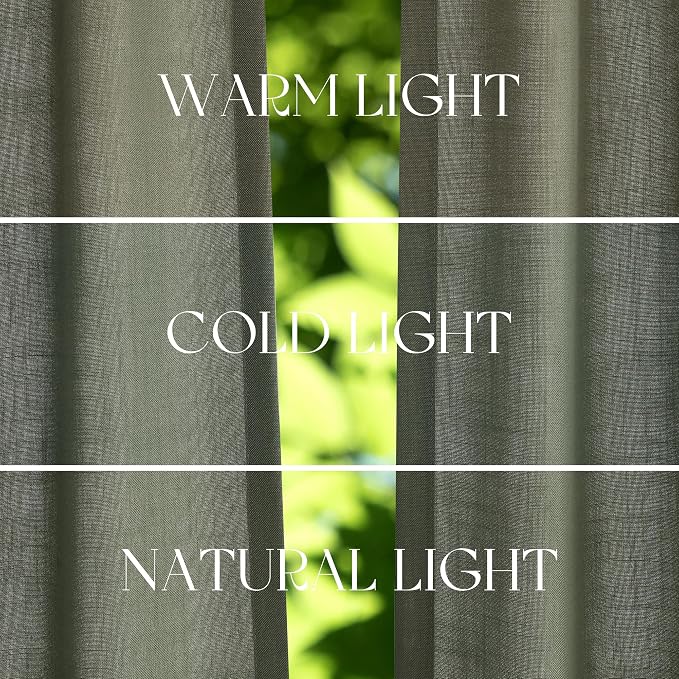 Jowels Forest Green Linen Curtains 84 Inch Long 2 Panels for Living Room | Olive Green Light Filtering Sheer Curtain,Back Tab Pocket Pleated Look, Farmhouse Textured Privacy Drapes for Bedroom Window