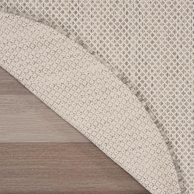 Nourison Home Courtyard Ivory Silver 8' x Round Area Rug - Easy Clean, Non Shedding, Bed Room, Living Room, Dining Room, Kitchen (8' x Round)