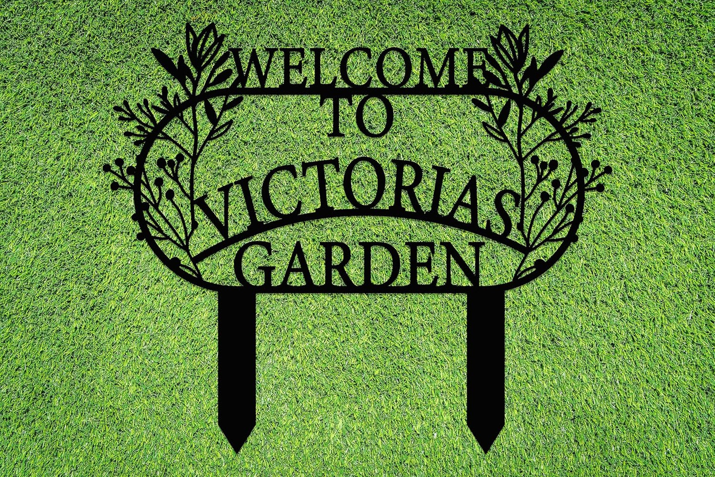 Personalized Metal Garden Sign with Stake, Custom Garden Decor for Outdoor, Custom Family Name Sign, Patio Decorations, Lawn Art, Farmhouse Decorative, Housewarming Gift (CstmDesign3)