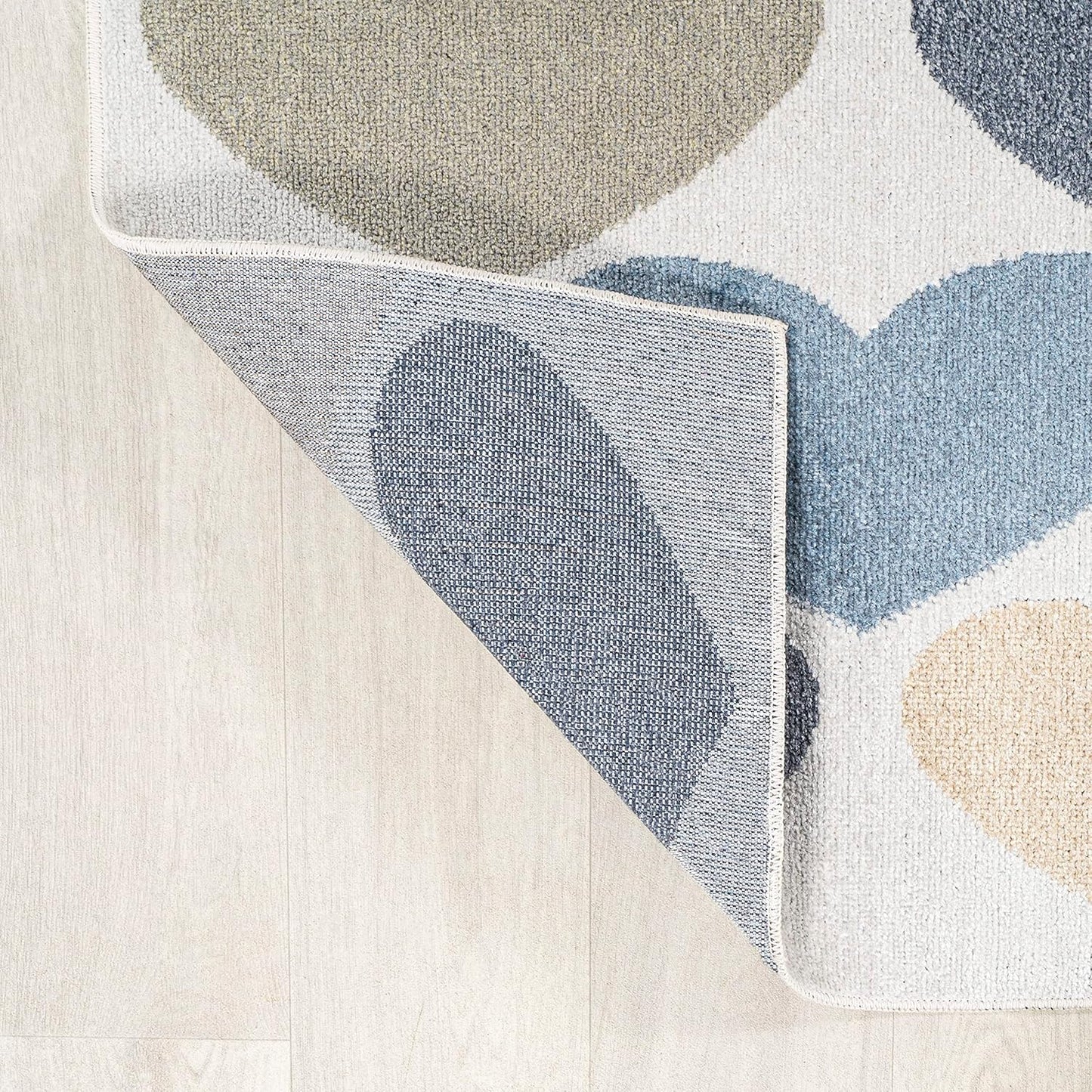JONATHAN Y Machine-Washable Ivory/Blue/Orange Runner Rug, 2x8, Dila Modern Hearts Geometric, Kids & Novelty, Vintage, Bedroom, Kitchen, Living Room, Easy-Cleaning, Non-Shedding (KDW101A-28)