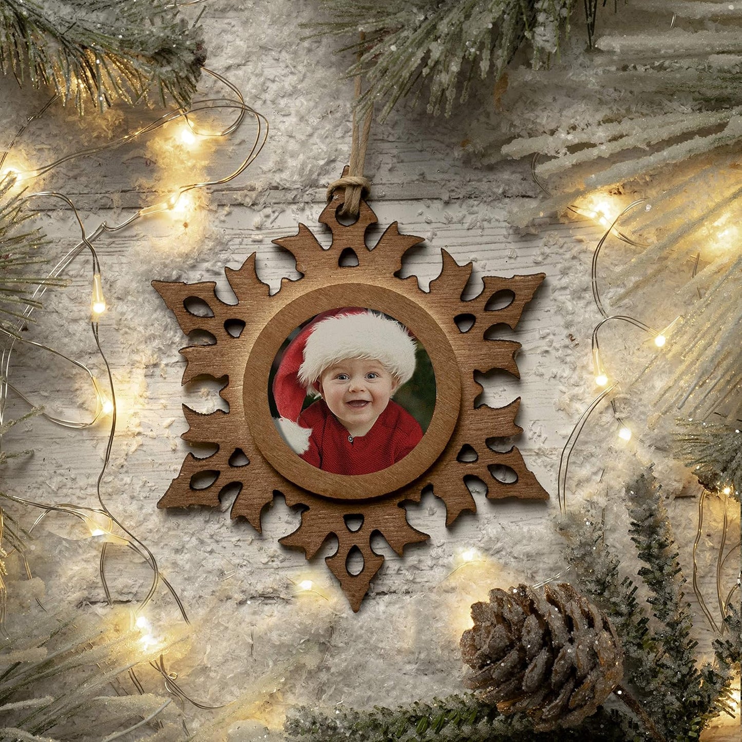 Wood Snowflake 1.5" Photo Ornaments - Pack of 10