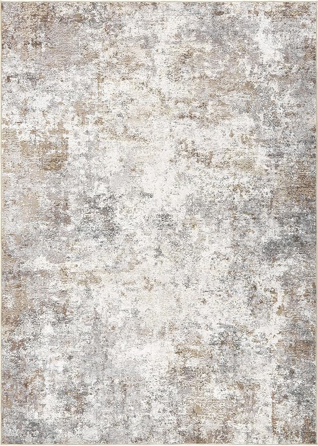 UERMEI 5x7 Area Rug Living Room Rugs - Washable Neutral Modern Abstract Soft Thin Large Rug Indoor Floor No Slip Rug Carpet for Bedroom Under Dining Table Home Office Decor - Brown Grey