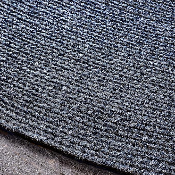 Superior Jute Oval Indoor Runner Rug, Denim Blue