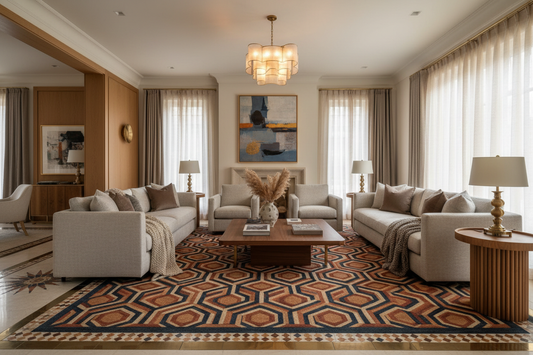 Statement Floors: Bold Rugs and Tile Inlays