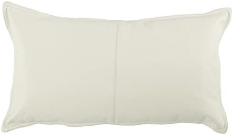 Genuine Leather Pillow Cover Case for Lumbar Throw Couch Pillows - Modern Farmhouse Decorative Sofa Thick & Soft Cushion Covers (White, 16" x 24")