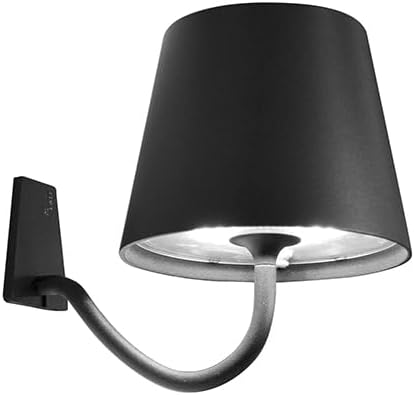 Zafferano Poldina Pro Wall Magnetic with Mounting Bracket, Rechargeable Cordless Wall Lamp with Touch Controls, Suitable for Indoor and Outdoor, Dimmer, 2200-3000 K, Height 5.5 Inches, Dark Grey Color