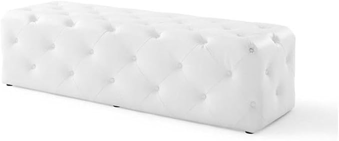 Modway EEI-3769-WHI Anthem 60" Tufted Button Entryway Faux Leather Bench, White