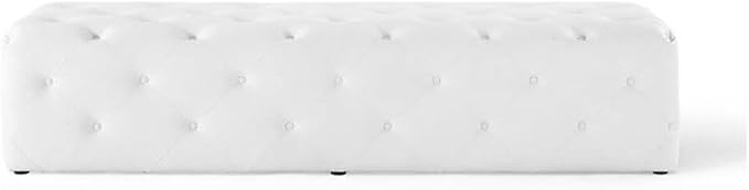 Modway EEI-3771-WHI Anthem 72" Tufted Button Entryway Faux Leather Bench, White