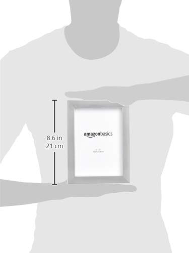 Amazon Basics Rectangular Photo Picture Frame Set, 5" x 7", Wall Hanging or Tabletop Display, Real Glass, Nickel, 2-Pack