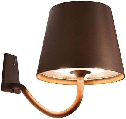 Zafferano Poldina Pro Wall Magnetic with Mounting Bracket, Rechargeable Cordless Wall Lamp with Touch Controls, Suitable for Indoor and Outdoor, Dimmer, 2200-3000 K, Height 5.5 Inches, Rust Color
