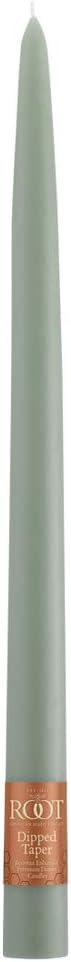 Root Candles 12-Count Unscented Taper Candles Smooth Hand-Dipped Dripless Beeswax Enhanced Boxed Candle Set, 12-Inch, Sage Green