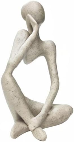 Sandstone Resin Thinker Style Abstract Sculpture Statue Collectible Figurines Home Office Bookshelf Desktop Decor(Sandstone - Left Reverie)