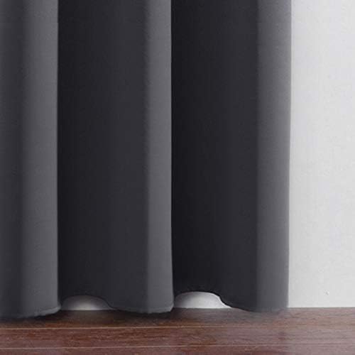 LEMOMO Grey Blackout Curtains 66 x 63 Inch Length/Set of 2 Curtain Panels/Thermal Insulated Room Darkening Blackout Curtains for Bedroom
