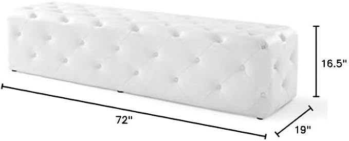 Modway EEI-3771-WHI Anthem 72" Tufted Button Entryway Faux Leather Bench, White