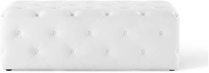 Modway EEI-3767-WHI Anthem 48" Tufted Button Entryway Faux Leather Bench, White