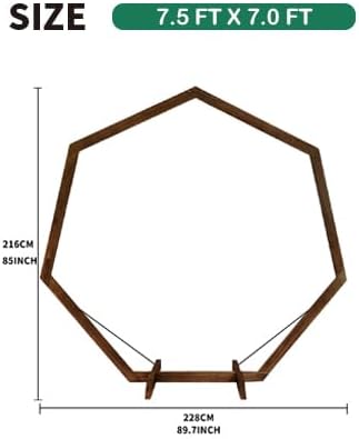 7FT Wedding Arch, Heptagonal Wood Arch for Wedding Ceremony, Arbor Backdrop Stand for Garden Parties, Indoor, Outdoor, Wooden Arbor Rustic Farmhouse Theme