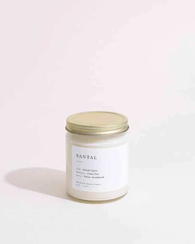 Brooklyn Candle Studio Santal Classic 2 Wick Candle - Luxury Scented Candle, Vegan Soy Wax, Hand Poured in The USA, 70 Hour Slow Burn Time - 13oz