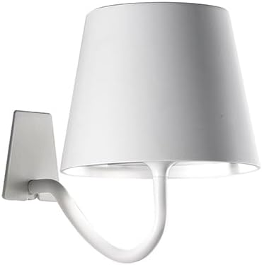 Zafferano Poldina Pro Wall Magnetic with Mounting Bracket, Rechargeable Cordless Wall Lamp with Touch Controls, Suitable for Indoor and Outdoor, Dimmer, 2200-3000 K, Height 5.5 Inches, White Color