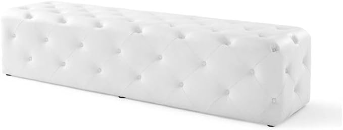 Modway EEI-3771-WHI Anthem 72" Tufted Button Entryway Faux Leather Bench, White