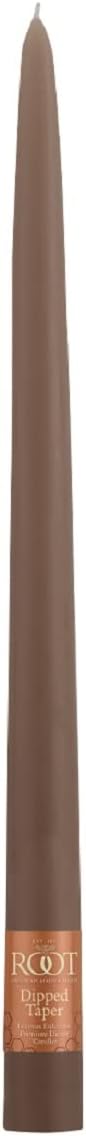 Root Candles 12-Count Unscented Taper Candles Smooth Hand-Dipped Dripless Beeswax Enhanced Boxed Candle Set, 12-Inch, Portobello