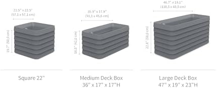 Crescent Garden TruDrop Self Watering Slat Square Box Planter - Indoor Outdoor Planter Box with Built-in Reservoir & Water Level Indicator, All Weather Flower Pot, 22'' (Slate Gray)