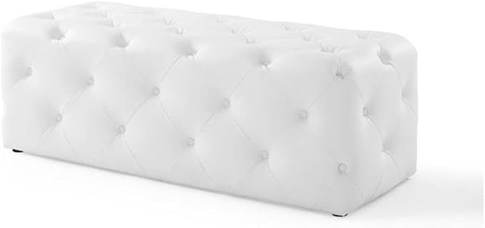 Modway EEI-3767-WHI Anthem 48" Tufted Button Entryway Faux Leather Bench, White