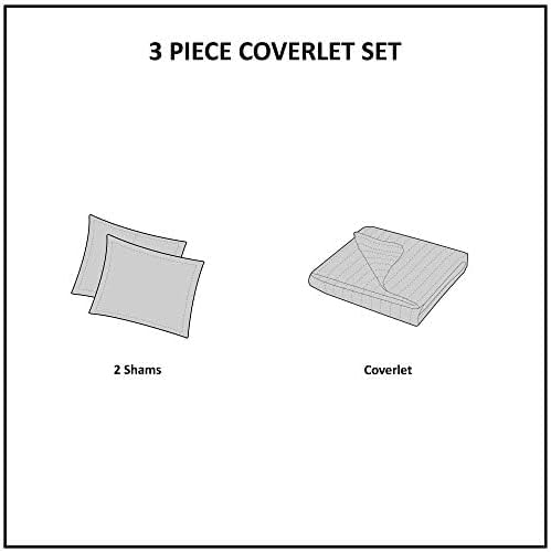 Madison Park Harper Velvet 3 Piece Coverlet Set Taupe 104x94 inches King/Cal King
