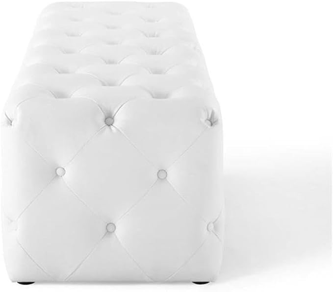 Modway EEI-3769-WHI Anthem 60" Tufted Button Entryway Faux Leather Bench, White