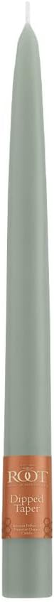 Root Candles 12-Count Unscented Taper Candles Smooth Hand-Dipped Dripless Beeswax Enhanced Boxed Candle Set, 9-Inch, Sage Green