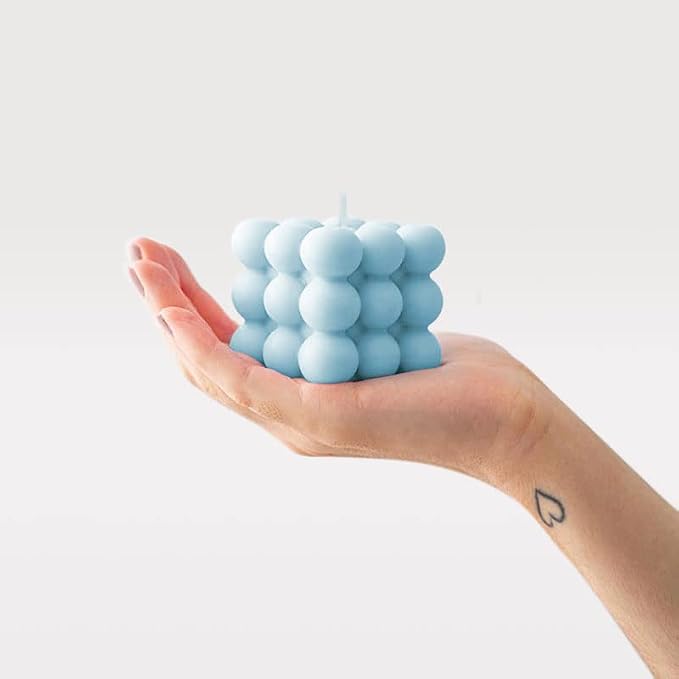 Bubble Candles for Women, Floating Shelves Cube Shaped Scented Square Candle Set - Cool Home Office Trendy Room Shelf Decor Aesthetic (4 Pack)