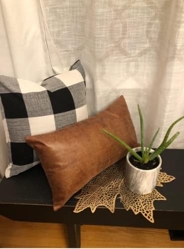 VAKADO Black White Buffalo Plaids Decorative Throw Pillow Covers Outdoor Fall Farmhouse Retro Boho Square Cushion Cases Halloween Home Decor Classic Rustic Check for Porch Couch Patio 24x24 Set of 2