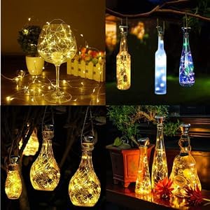 Upgraded 12 Pack Diamond Solar Wine Bottle Lights, 20 LEDs Waterproof Copper Light, Bottle Light Fairy Cork String Lights for Yard Patio Decor, DIY Birthday Gift for Mom Grandma Friend(Warm White)