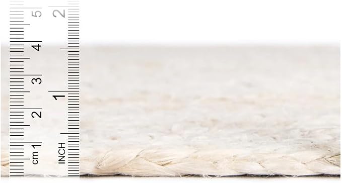 100% Jute Area Rug 5x8 Feet- Braided Design Hand Woven Off-White Natural Fibers Carpet - Home Decor for Living Room Hallways (5' x 8', Off-White)