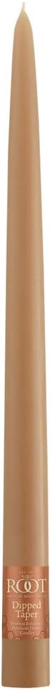 Root Candles 12-Count Unscented Taper Candles Smooth Hand-Dipped Dripless Beeswax Enhanced Boxed Candle Set, 12-Inch, Taupe