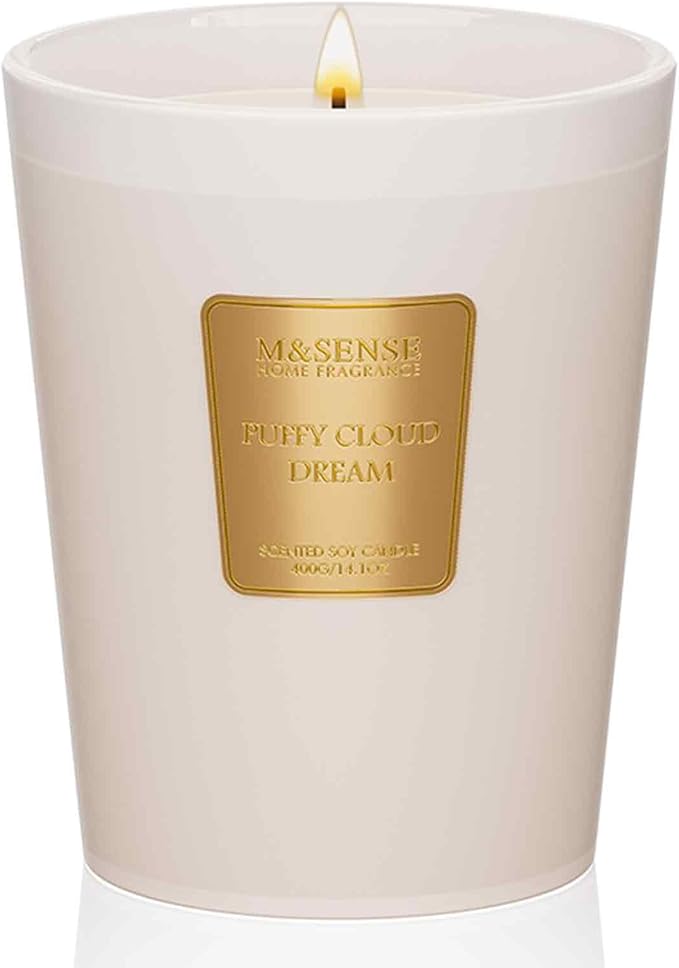 M&SENSE Puffy Cloud Dream Soy Candle, 14.1oz, Relaxing Home Fragrance | 60H Slow Burn, Non-Toxic, Bedroom Calm, Stress Relief, Sleep, Relaxing Candles Housewarming Gifts